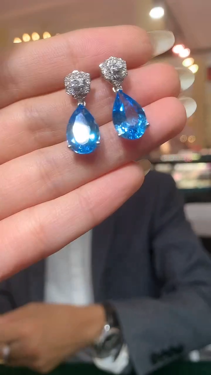 银S925镶嵌托帕石耳饰【宝石世家严选】