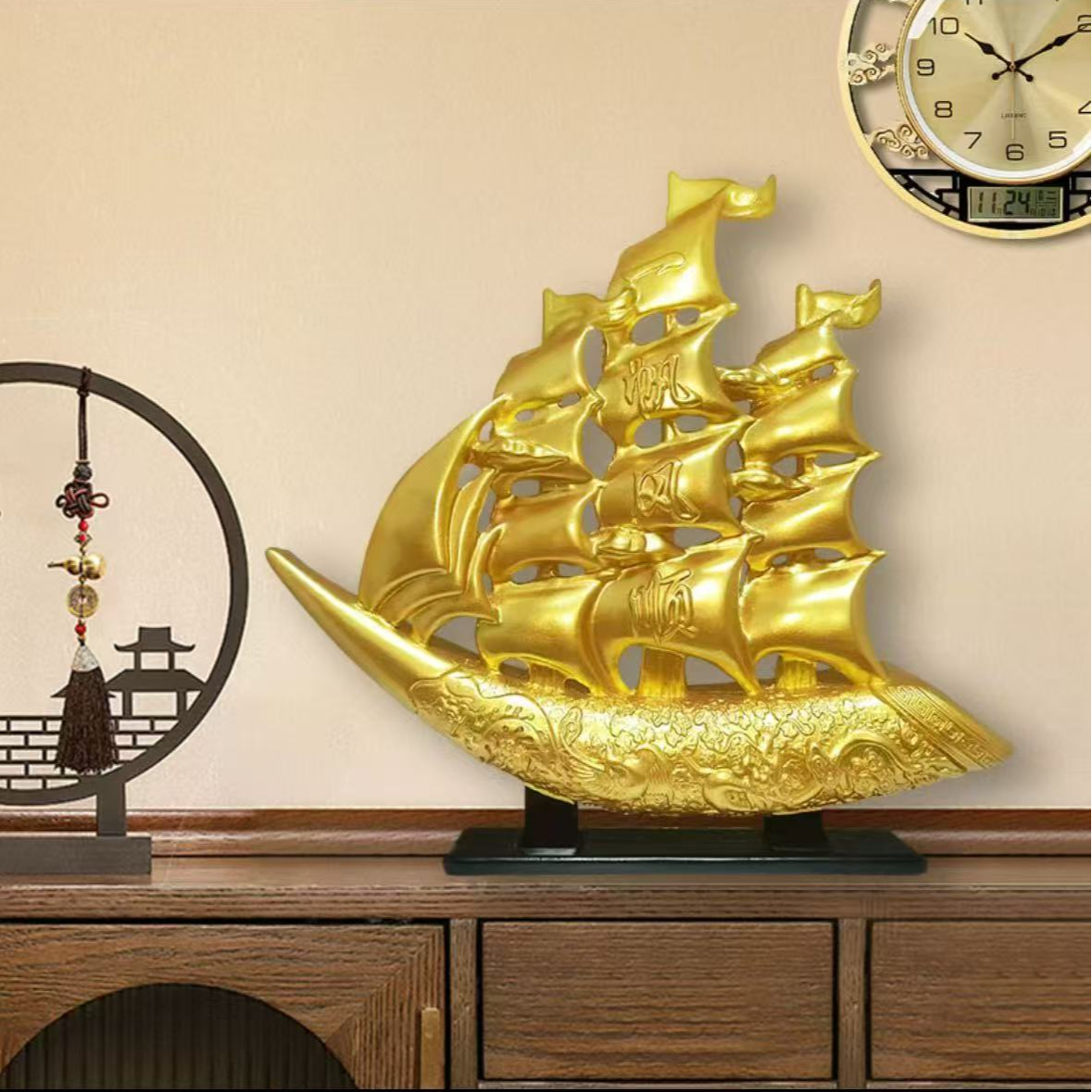 一帆风顺玄关办公室客厅电视柜2025两旁摆设酒柜酒柜装饰品摆件