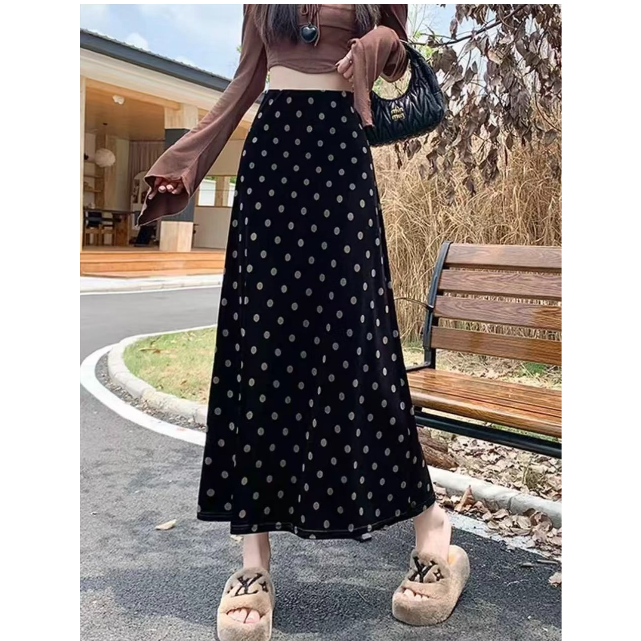 【加绒加厚】【两个裙长】丝绒半身裙女秋冬新款女显瘦a字鱼尾裙