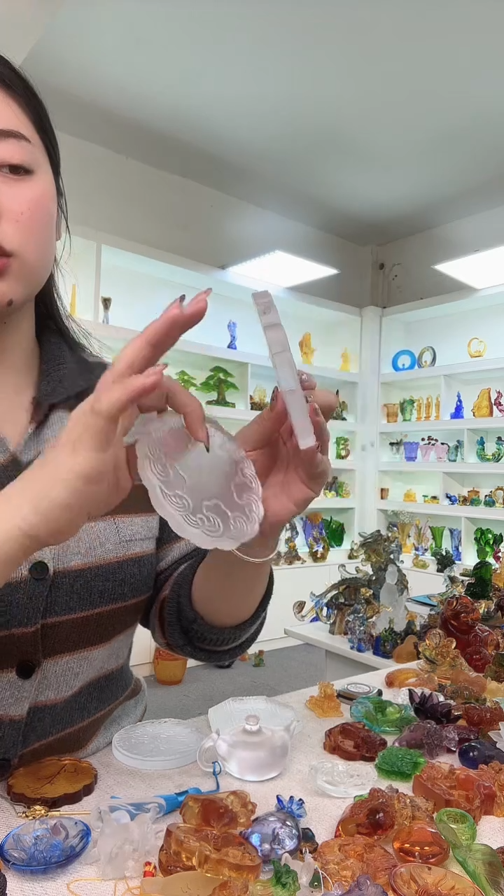 手工艺品琉璃蔡****)杯垫 2个