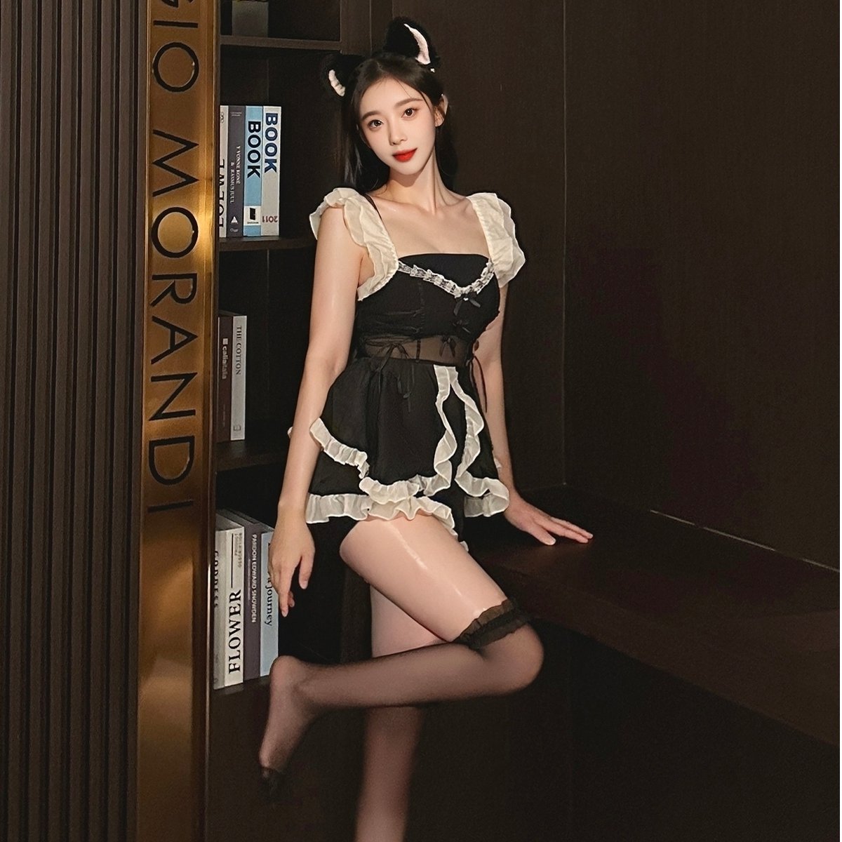 高级感战袍可爱甜蜜女仆性感纯欲束腰睡裙修身ins时尚o