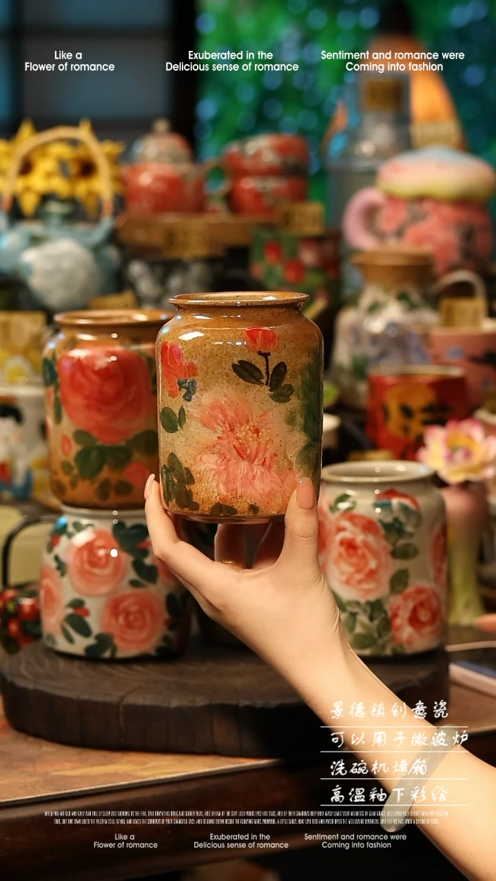 陶瓷随机景德镇高温釉下彩手工手绘款式
