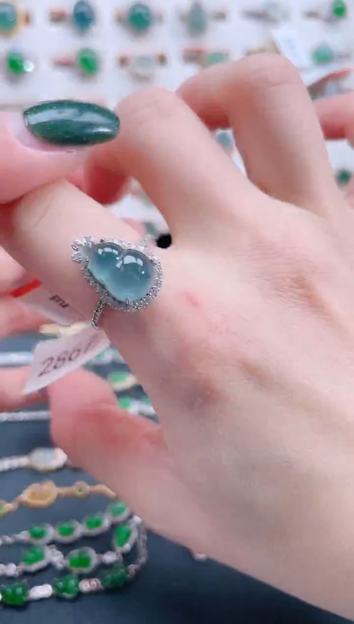 银S925镶嵌戒指翡翠天然翡翠
