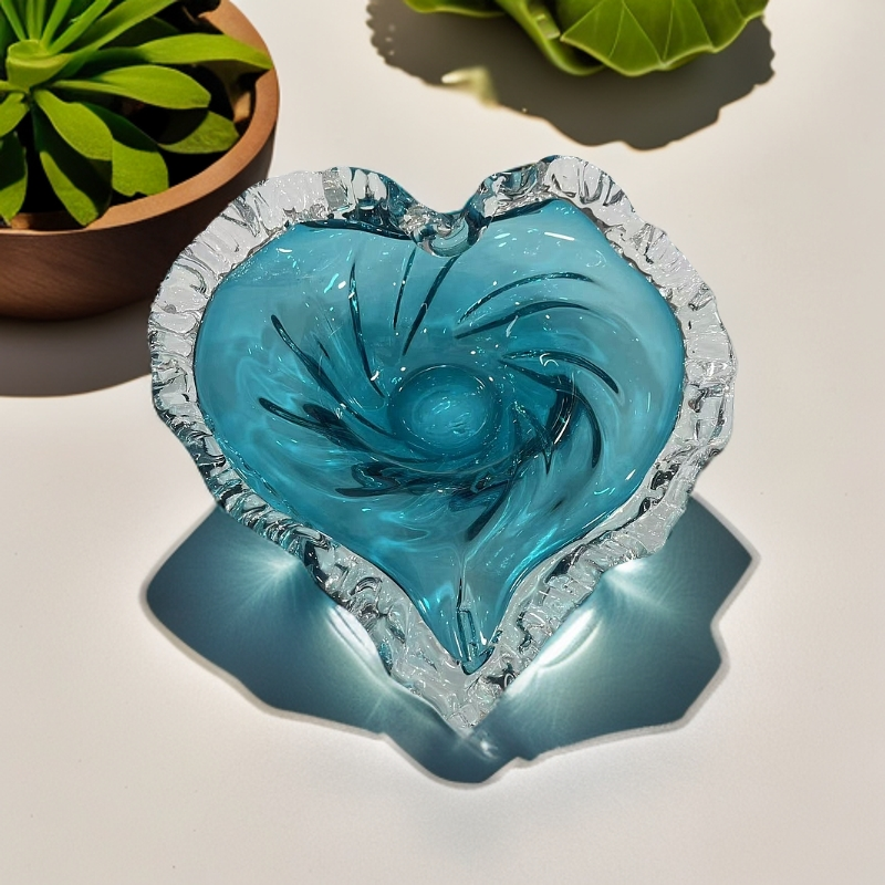 轻奢蓝色心形海洋之心水果盘客厅家居果盘摆件
