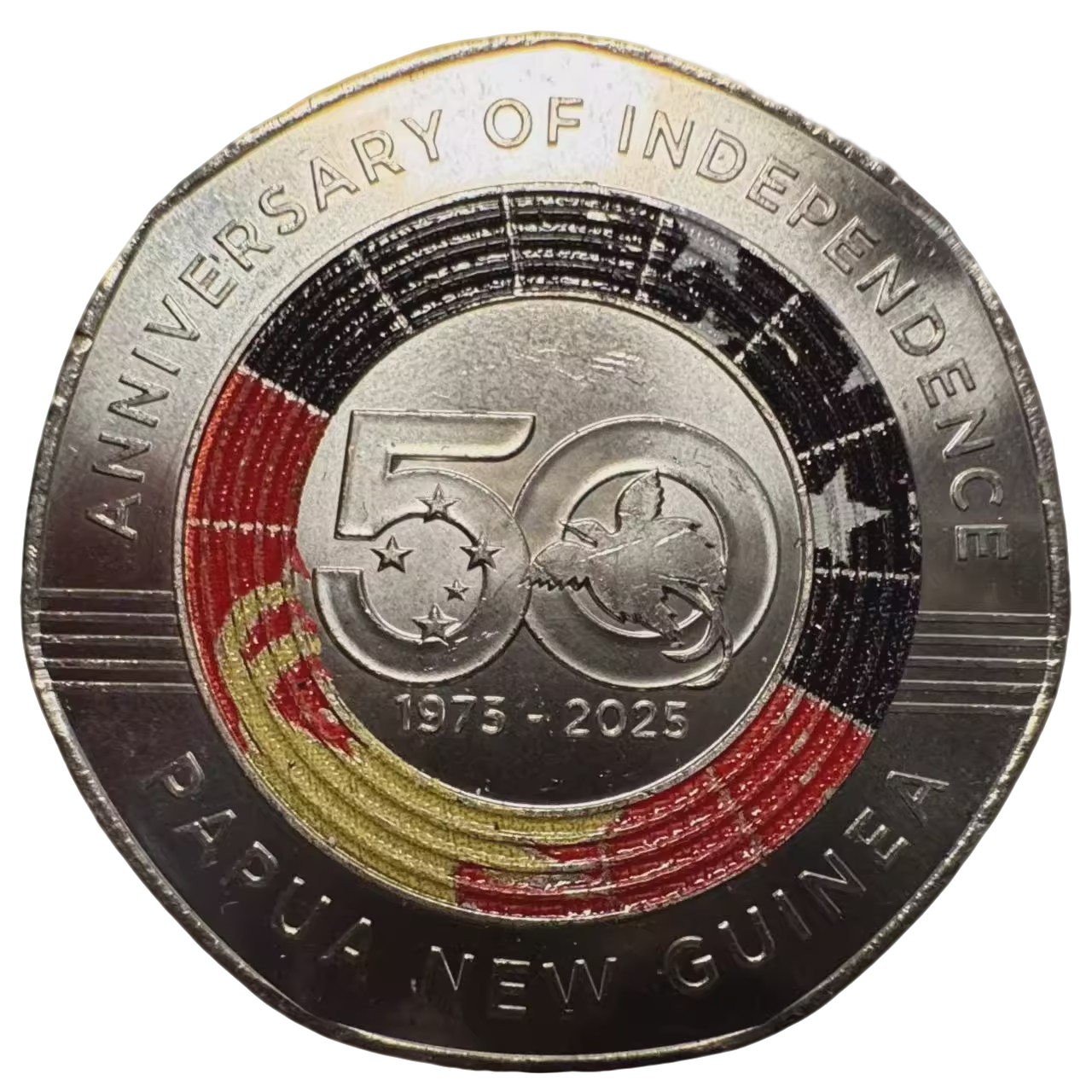 巴布亚新几内亚50托伊硬币 2025年 独立50周年彩色纪念币全新30mm