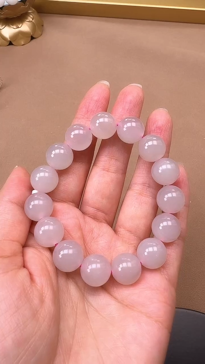 【闪购商品】和田玉手串未镶嵌1206藕粉13mm手串