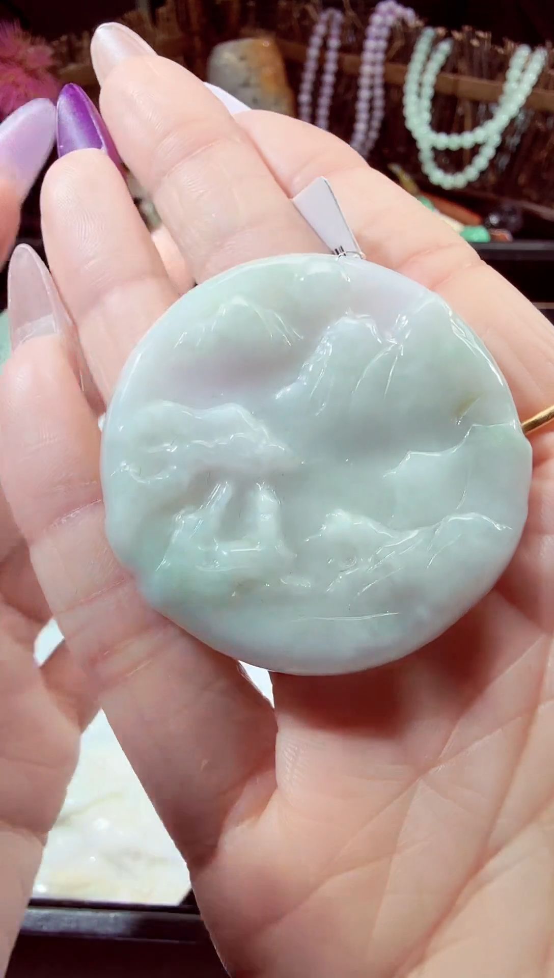 翡翠未镶嵌吊坠(不含链)山水-122