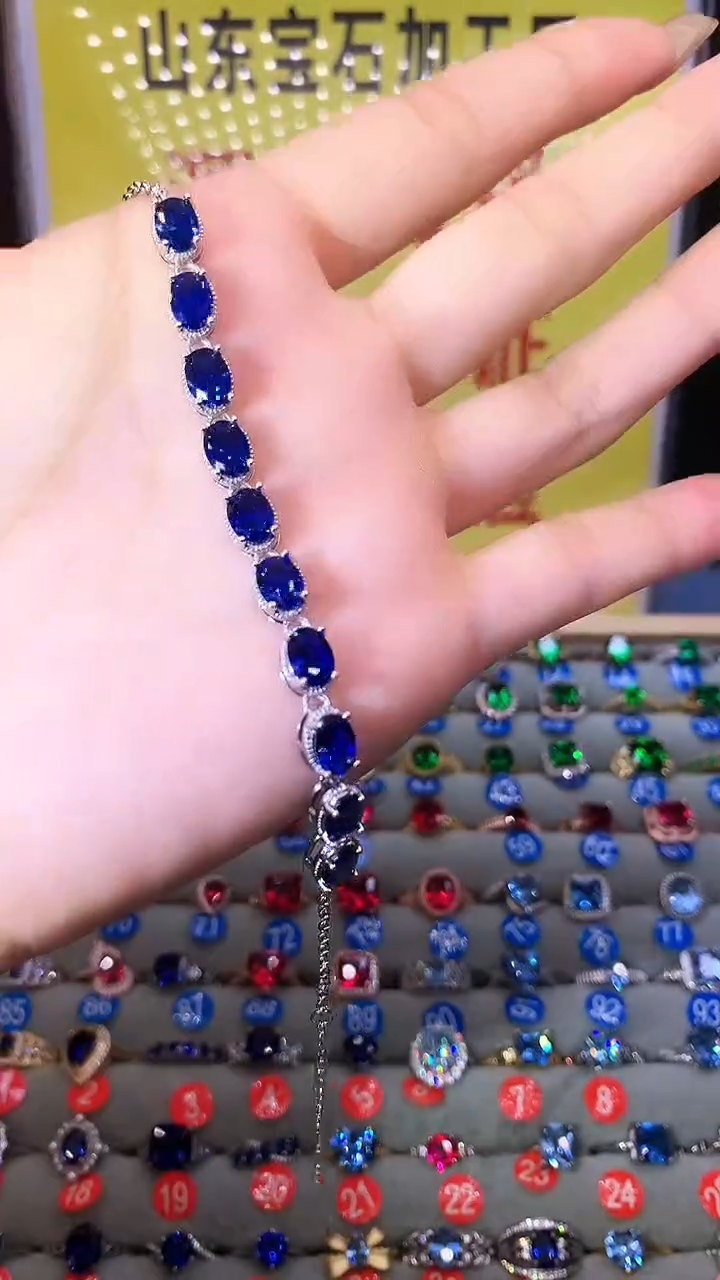 蓝宝石手链银S925镶嵌.......