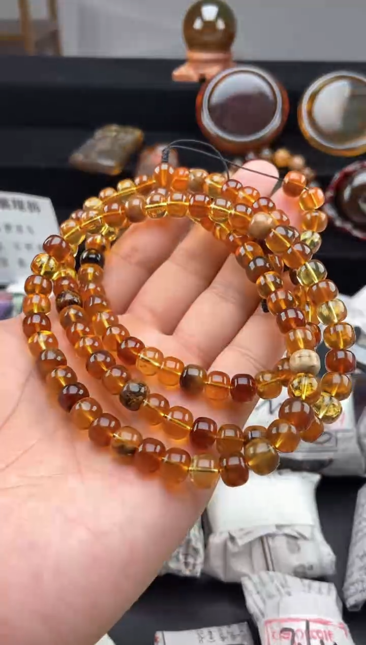 手链琥珀未镶嵌多宝老型珠108项链