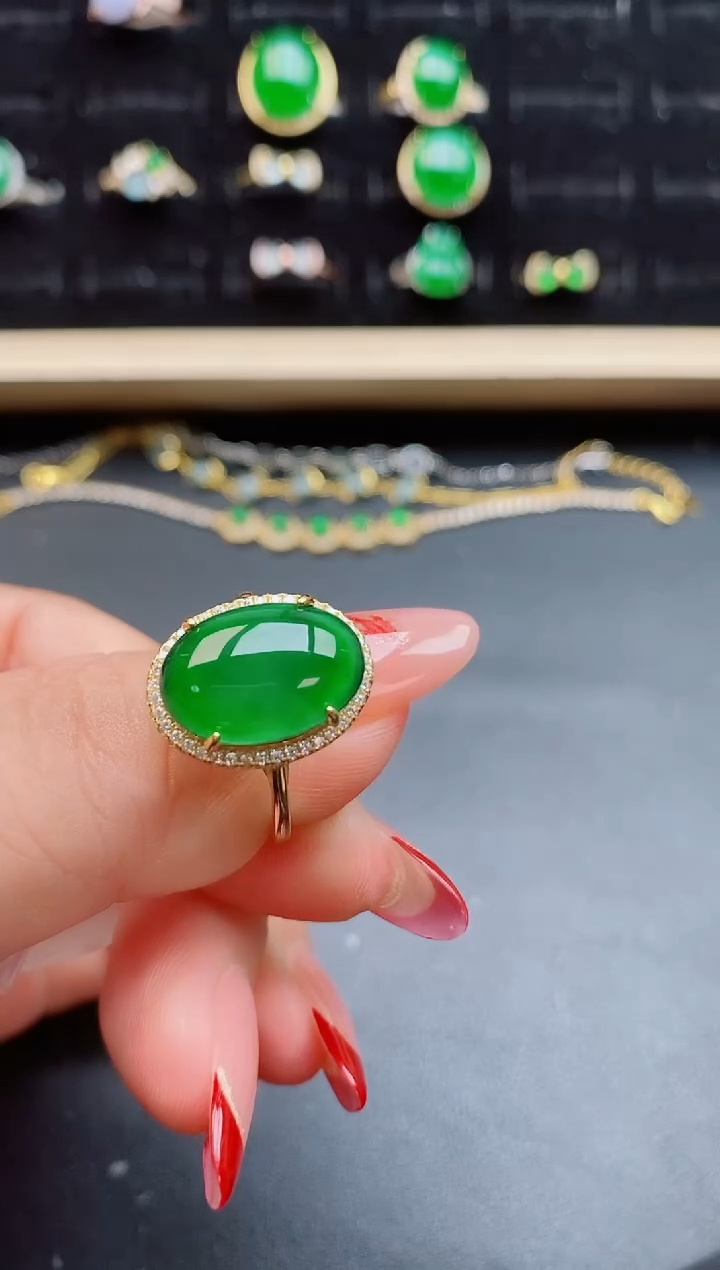 【闪购商品】翡翠戒指银S925镶嵌58500