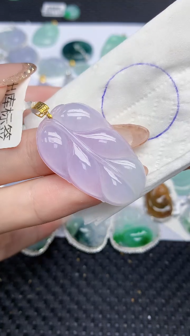 颈饰18K金镶嵌翡翠162   天然翡翠A货  百元以上9米证书费自理