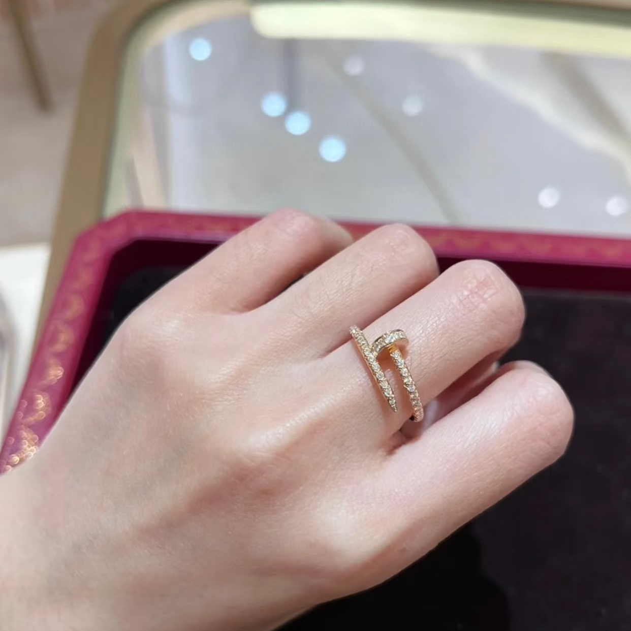 合金戒指 钉子满钻戒指 高奢百搭戒指