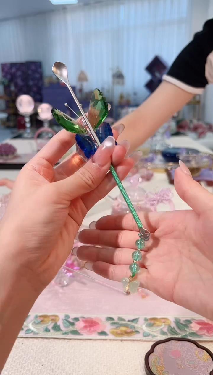 蝴蝶勺托+茶拨架--蓝绿