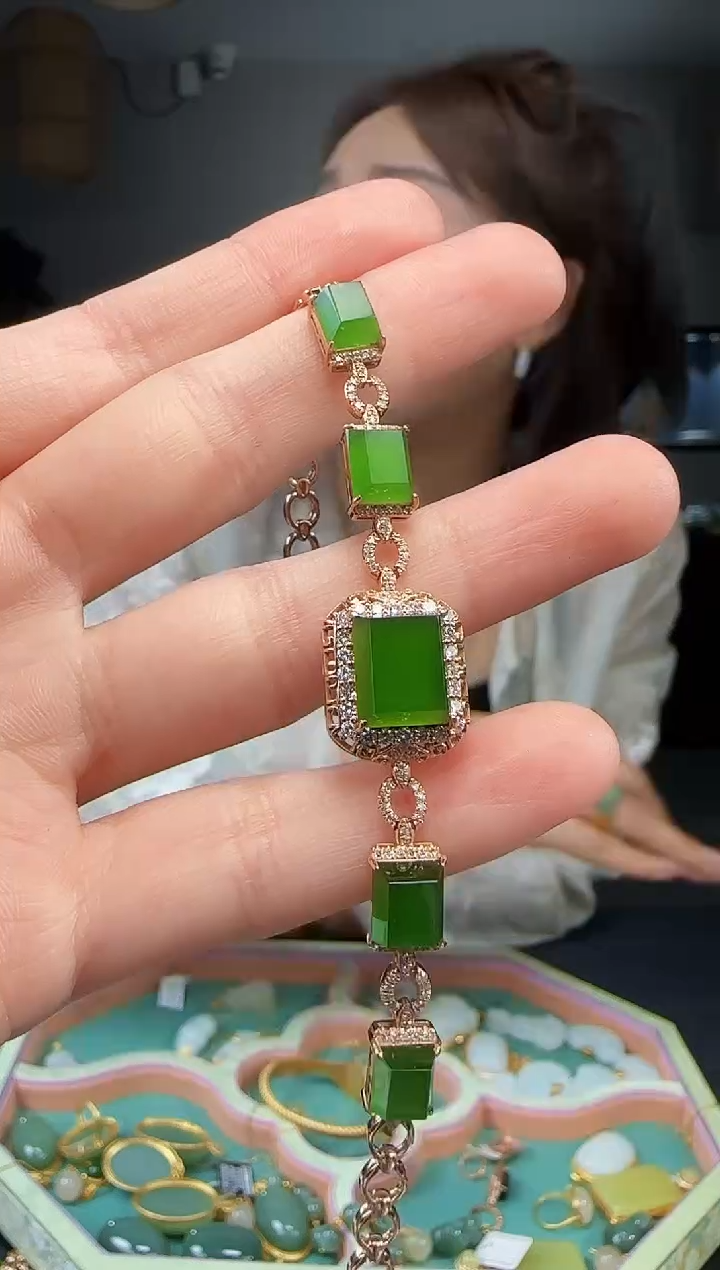 手链18K金镶嵌和田玉1