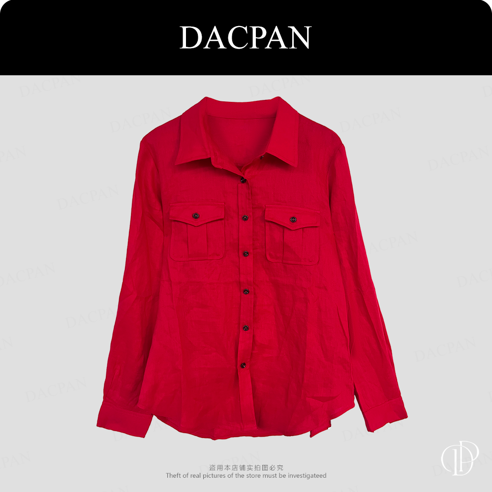 DACPAN-“轻描淡写”亚-麻单排扣衬衫 2025/盼·PP 7885
