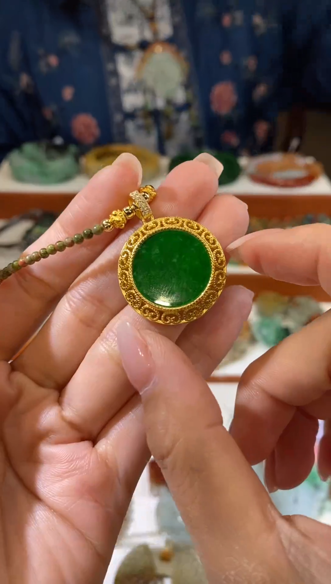 翡翠银S925镶嵌颈饰挂件