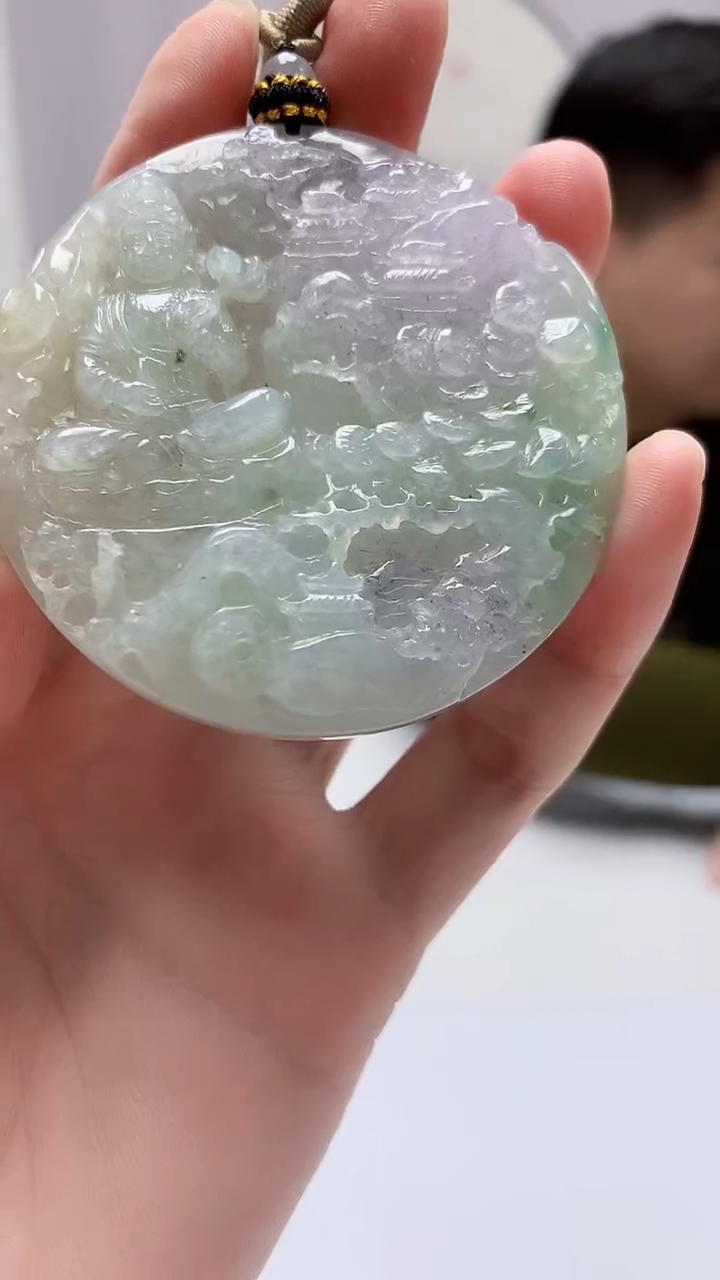 【闪购商品】定制翡翠未镶嵌4917zm-毛货挂件山水观音80