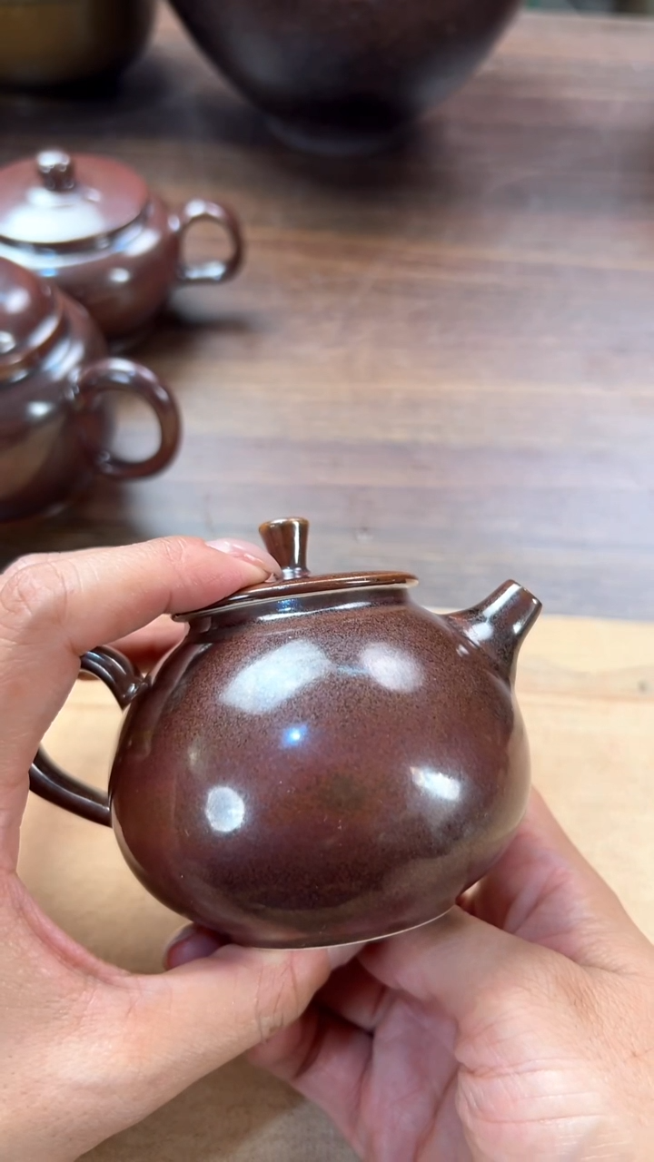 紫色窑变色泡茶壶原矿釉