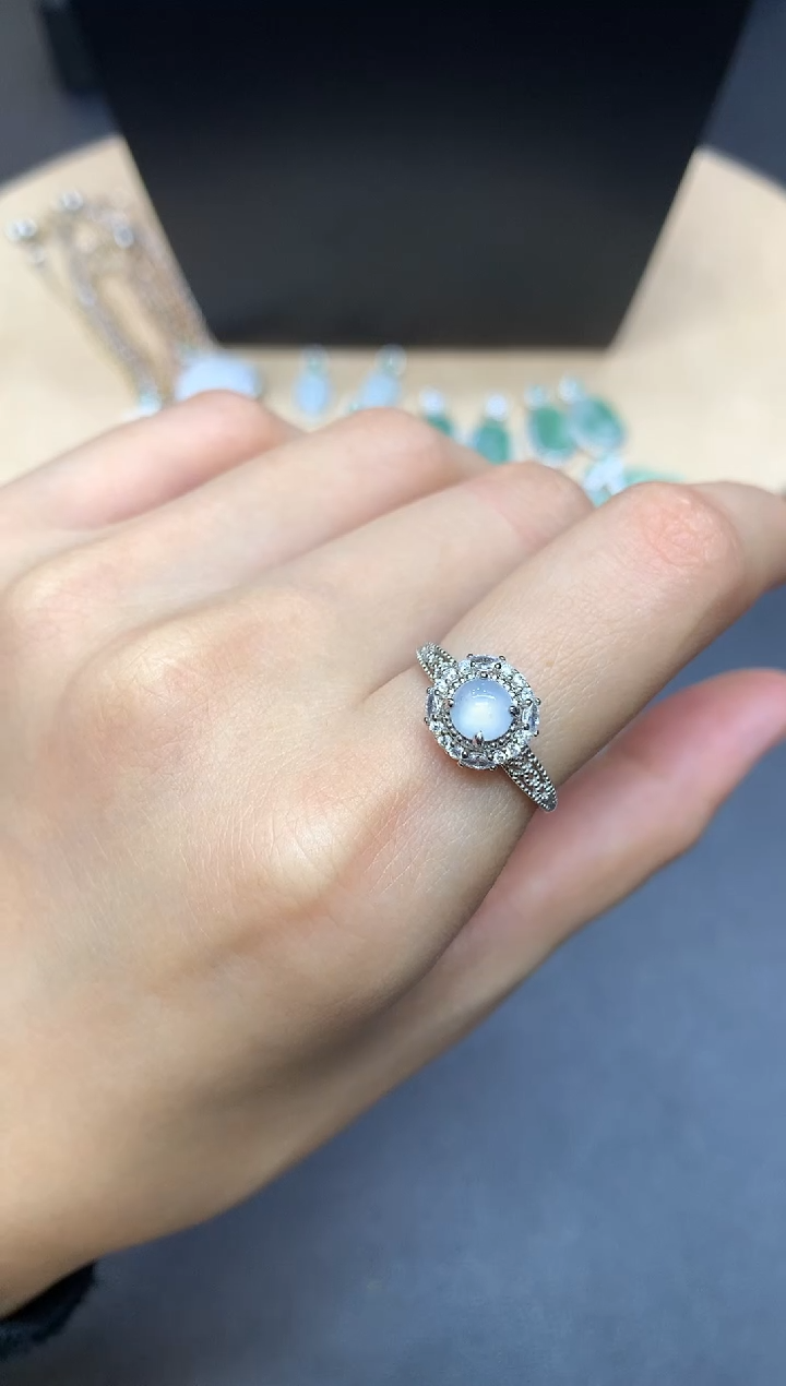 【闪购商品】翡翠戒指银S925镶嵌蛋面【多样性发其一】