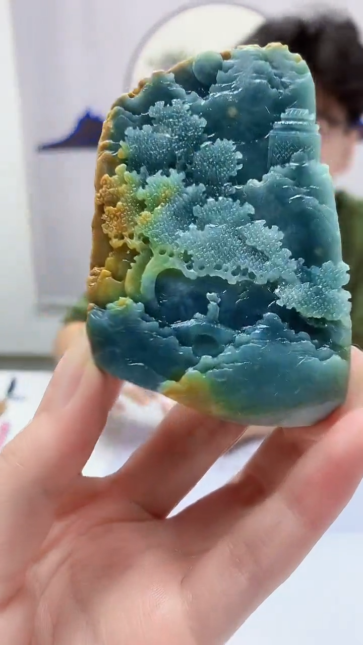 【闪购商品】定制翡翠未镶嵌4688zm-毛货挂件73山水
