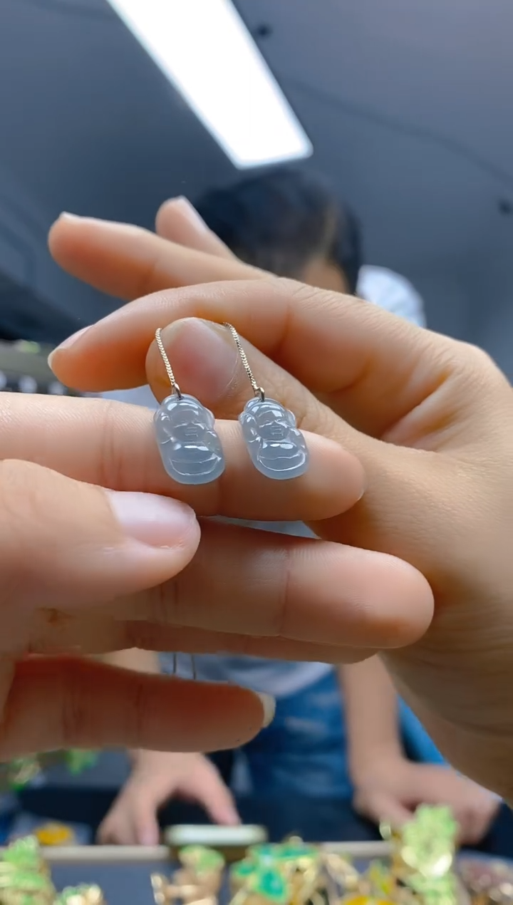 【闪购商品】翡翠耳饰银S925镶嵌0337翡翠耳线