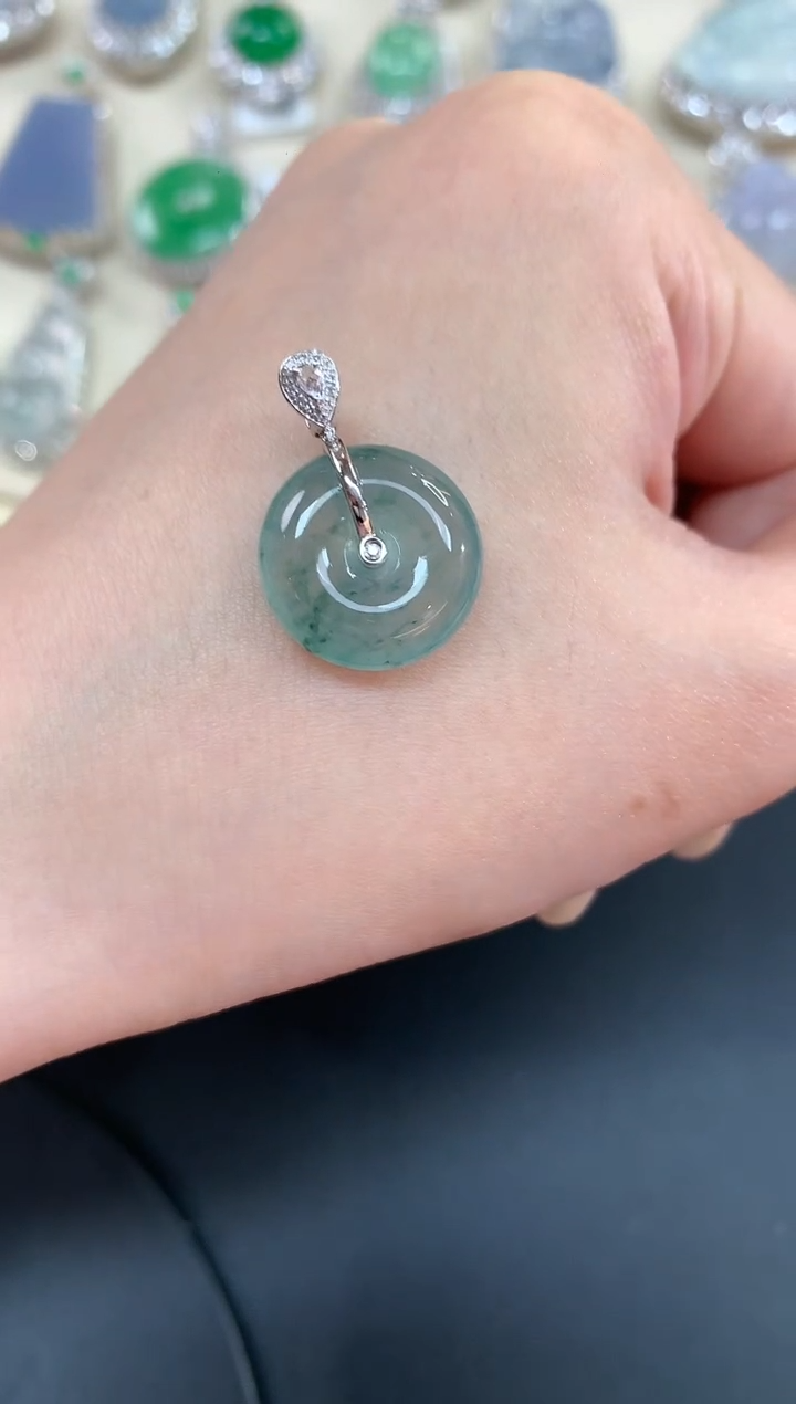 【闪购商品】翡翠吊坠(不含链)18K金镶嵌A714|3980