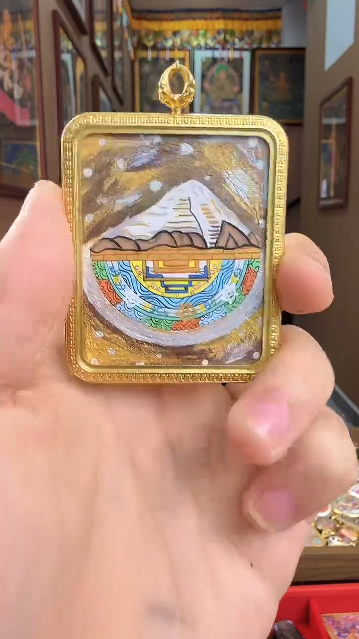 吊坠冈仁波齐山-热贡纯手绘唐卡