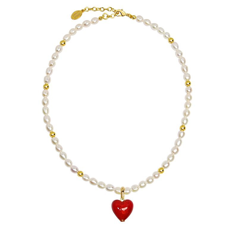 SPIRITCOMET 合金项链 威尼斯之心琉璃珍珠项链时尚小众设计感