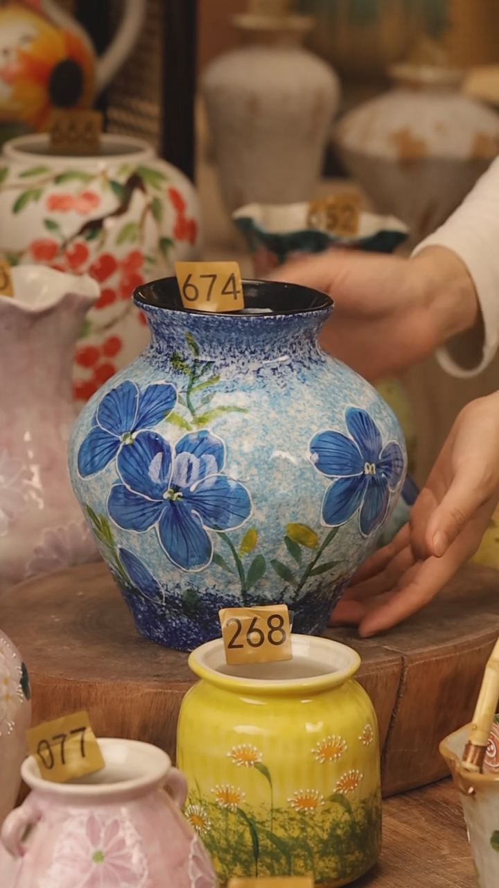 陶瓷景德镇设计师手作花器摆件侘寂风@M674@