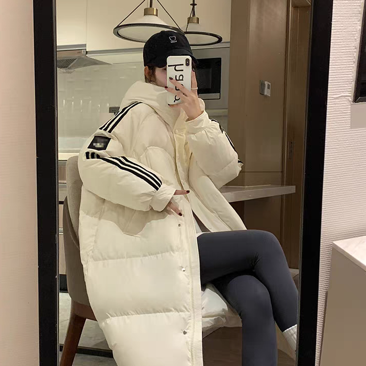 2025年冬季新款时尚平价宽松羽绒服女长款韩版连帽保暖秋冬外套