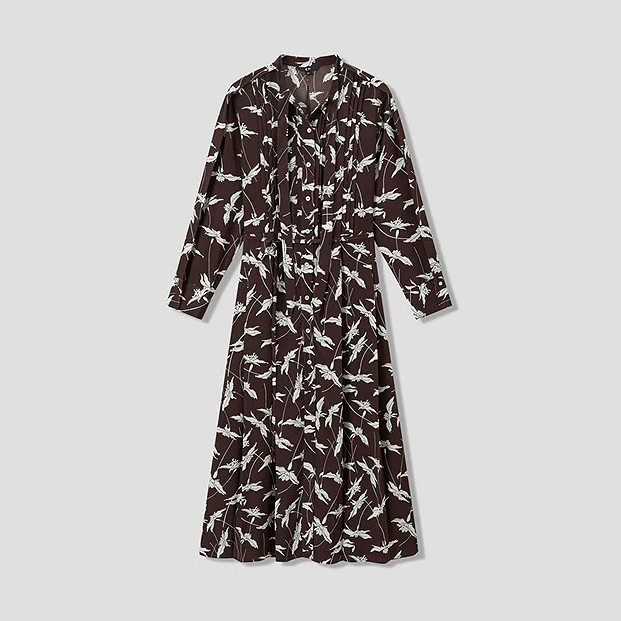 【宸慕】新款长袖真丝桑蚕丝气质重磅连衣裙