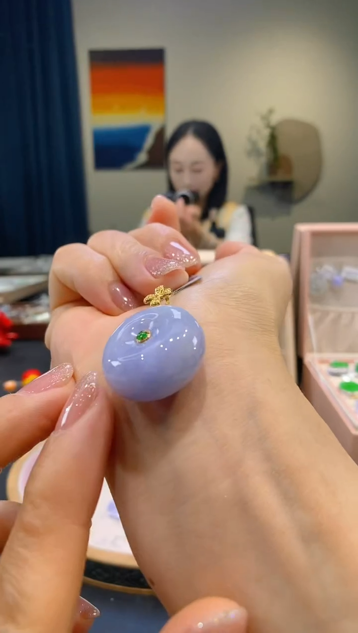 【闪购商品】翡翠18K金镶嵌吊坠(不含链)平安扣