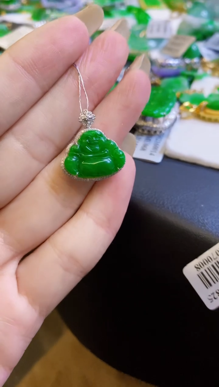 【闪购商品】定制翡翠18K金镶嵌佛公