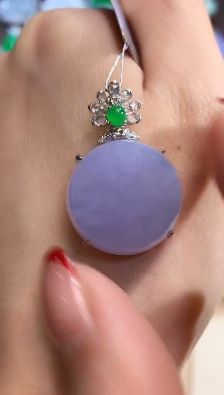 吊坠(不含链)18K金镶嵌翡翠A89 紫货有一定色差