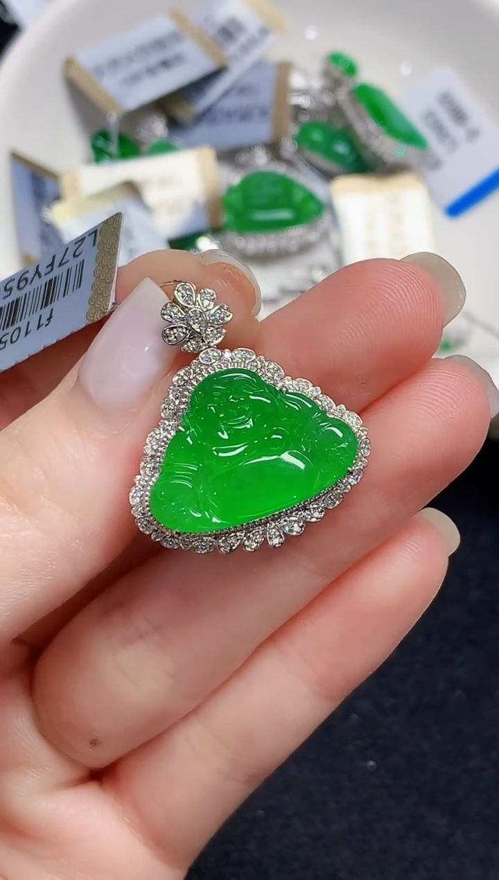 吊坠(不含链)18K金镶嵌翡翠CY