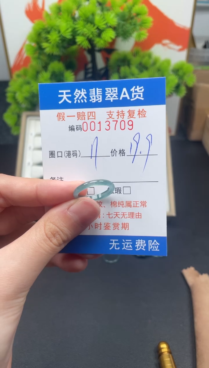 翡翠未镶嵌戒指11*13709--