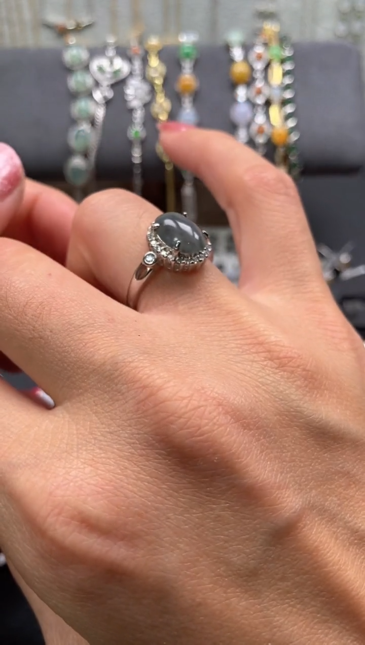 【闪购商品】翡翠戒指银S925镶嵌22222222     2