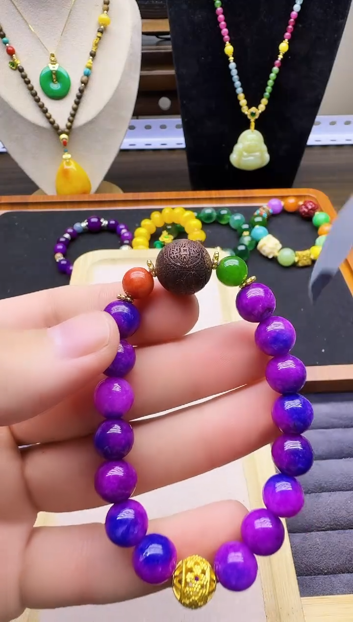 14K金镶嵌苏纪石（舒俱来）手链S111