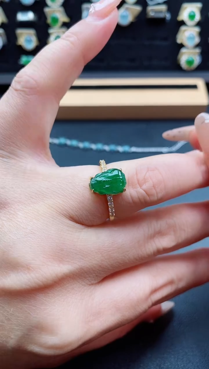 银S925镶嵌戒指翡翠1