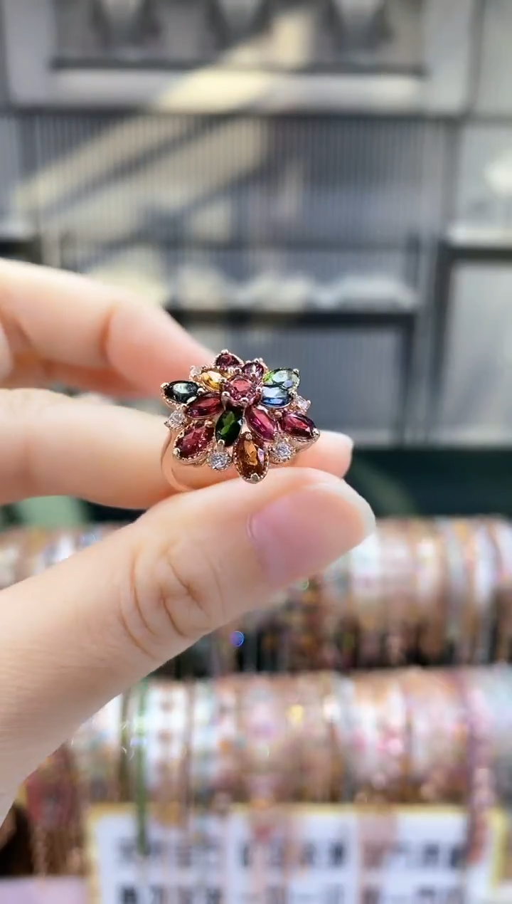 银S925镶嵌戒指碧玺666666666666