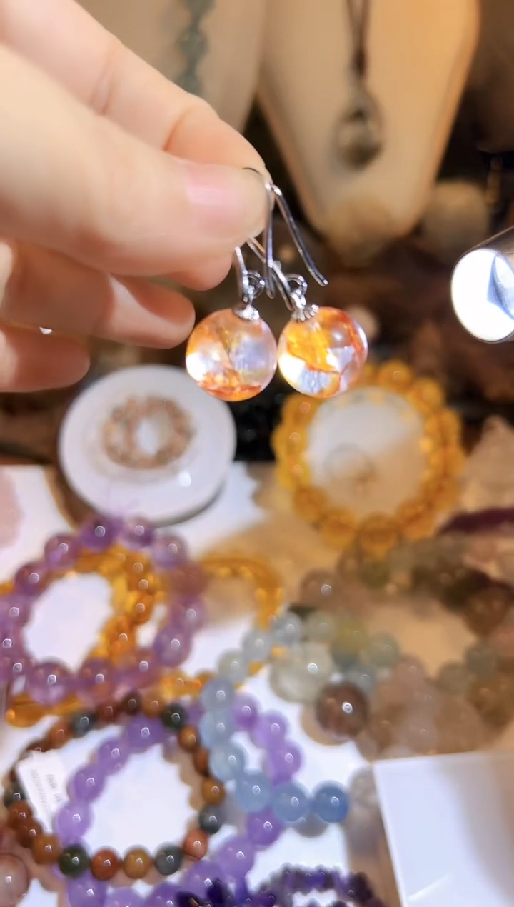 水晶耳饰未镶嵌祥麟阁