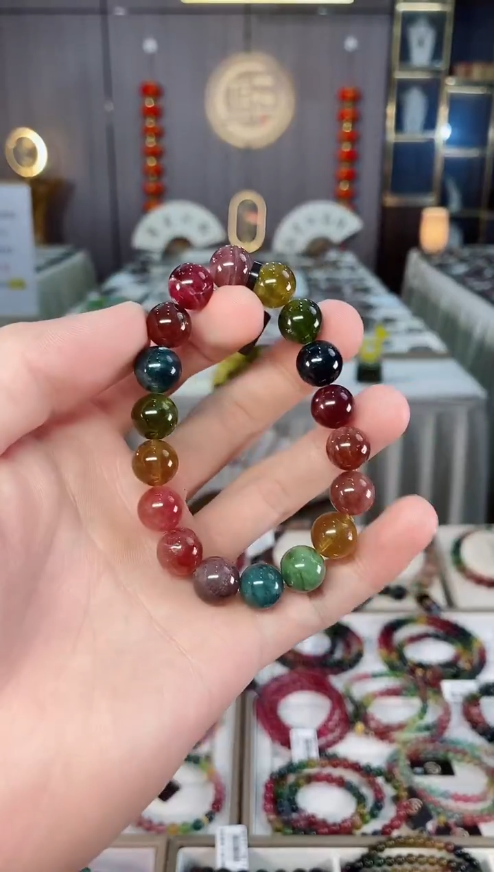 未镶嵌收藏级透体老矿碧玺单圈手串10mm+碧玺xion多样性发货一条