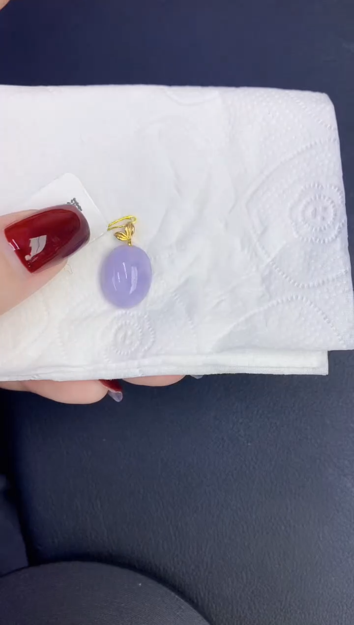 颈饰18K金镶嵌翡翠缅甸天然翡翠a货