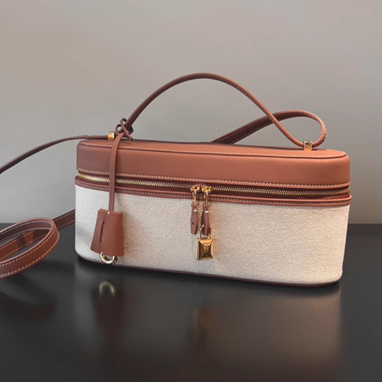 2025新款LP相机包时尚经典百搭单肩斜跨棕拼布轻奢通勤风