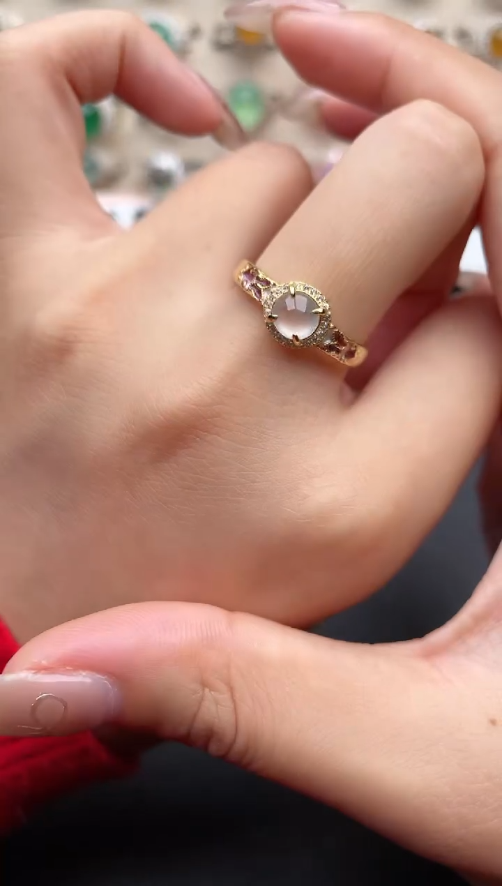 【闪购商品】翡翠戒指银S925镶嵌一物一证一礼盒