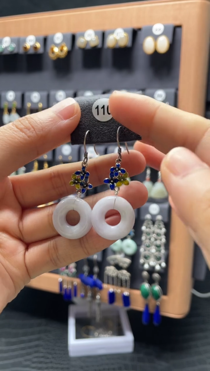 【闪购商品】翡翠耳饰银S925镶嵌0110