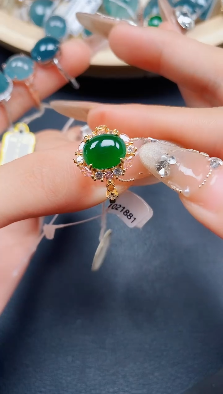 【闪购商品】翡翠戒指银S925镶嵌翡翠