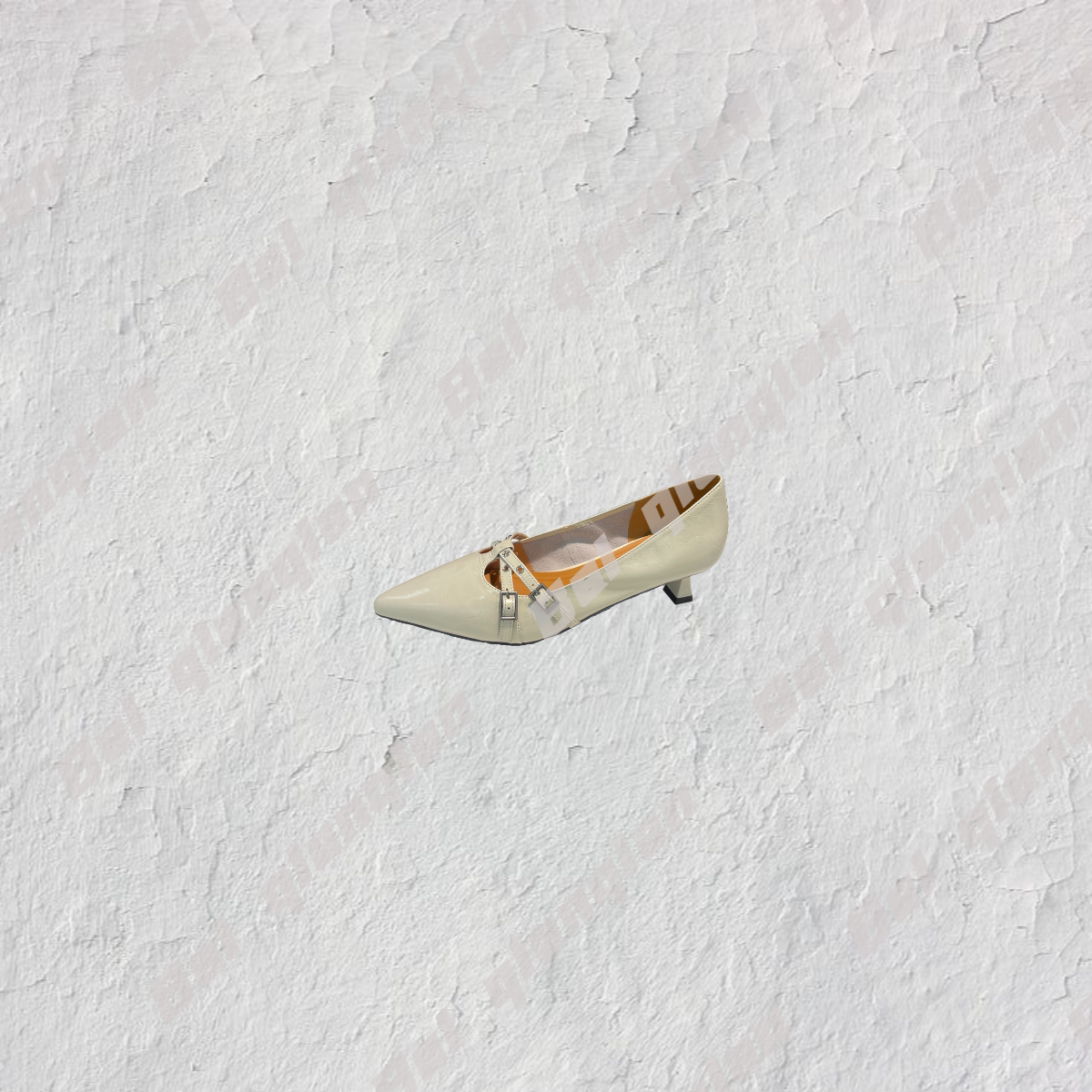 6803 性感低方跟复古尖头通勤玛丽珍女鞋 潮流款双扣带防滑底女鞋