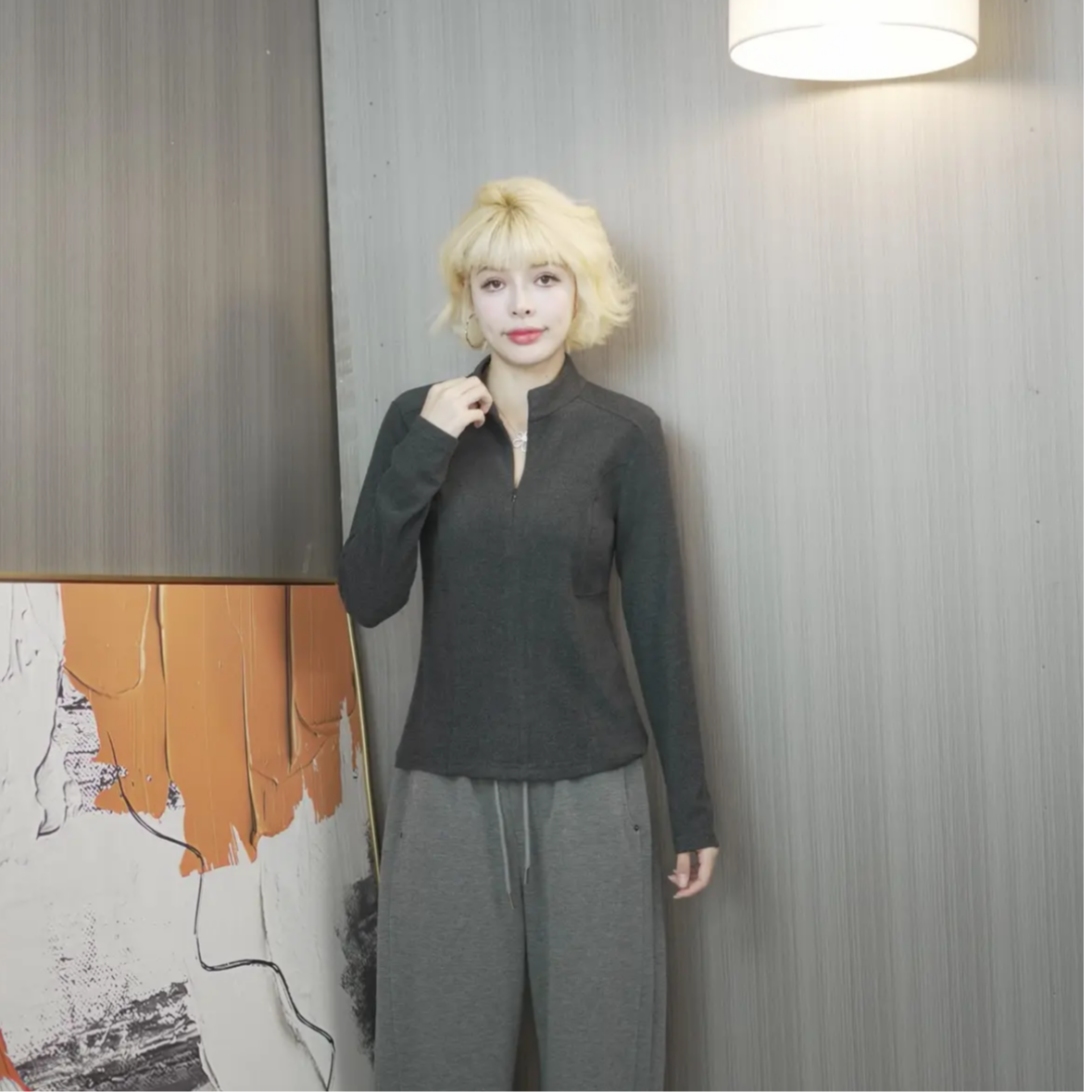 【送运费险】591双面澳绒立领明线长袖T恤秋冬百搭纯色高领时尚ol