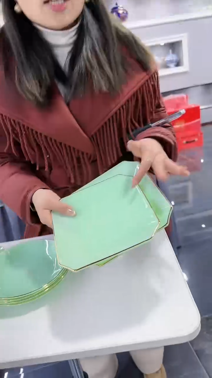 【闪购商品】瓷片玉瓷8英寸方盘2只景德镇